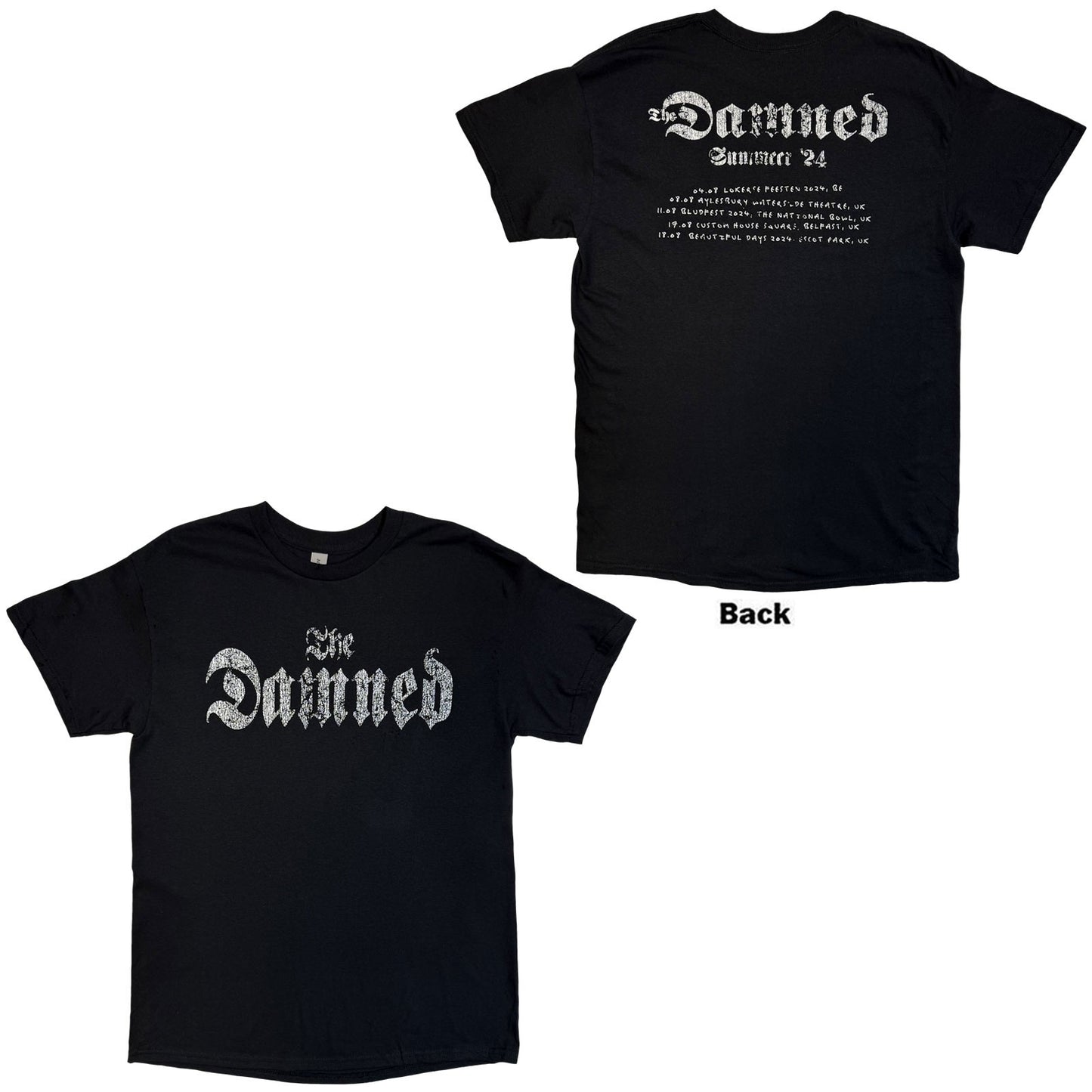 The Damned T-Shirt: Distressed Logo EU Tour Summer 24