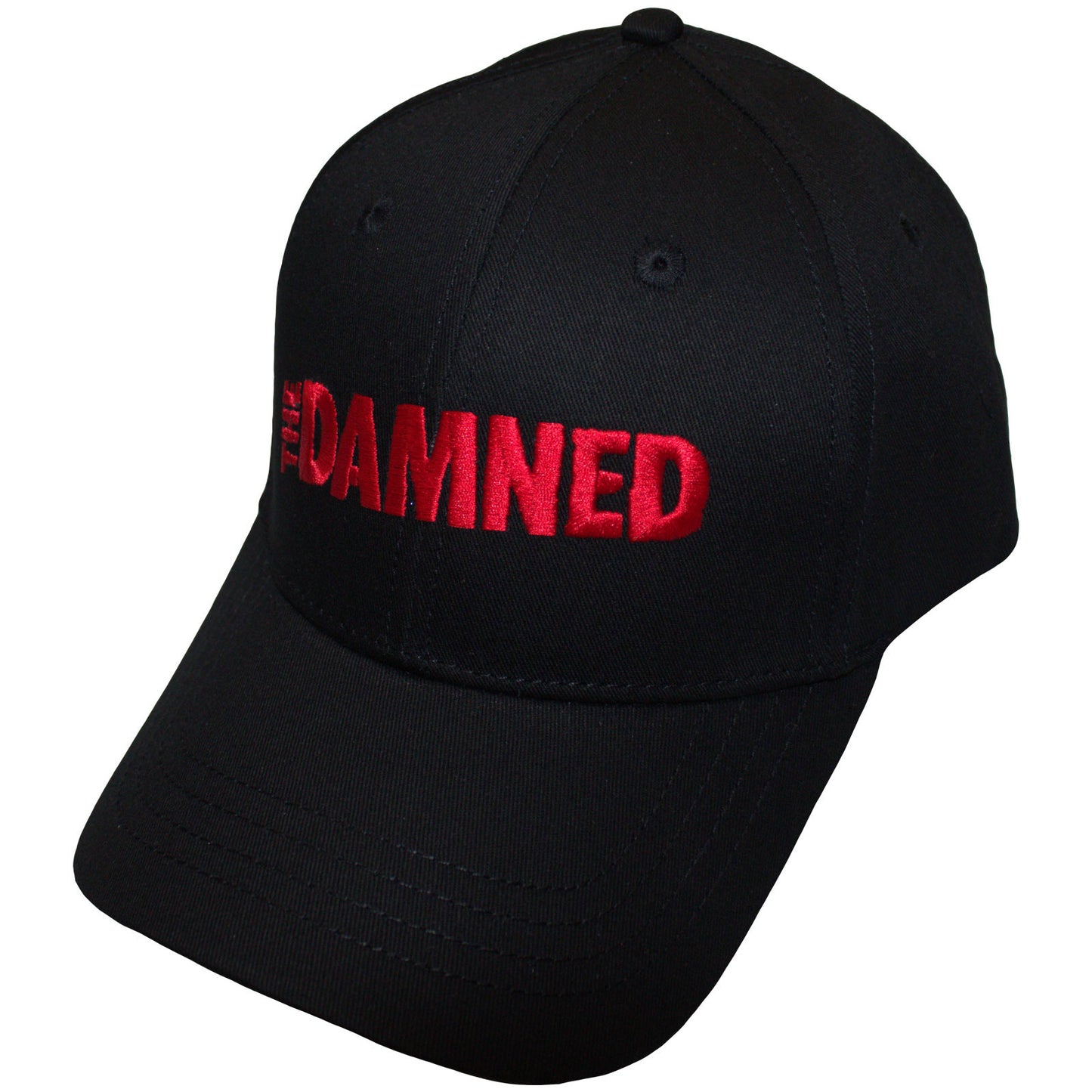 The Damned Baseball Cap: Red Text Logo