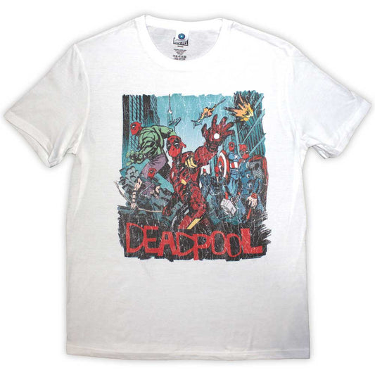 Marvel Comics T-Shirt: Deadpool Hero Scene Vintage
