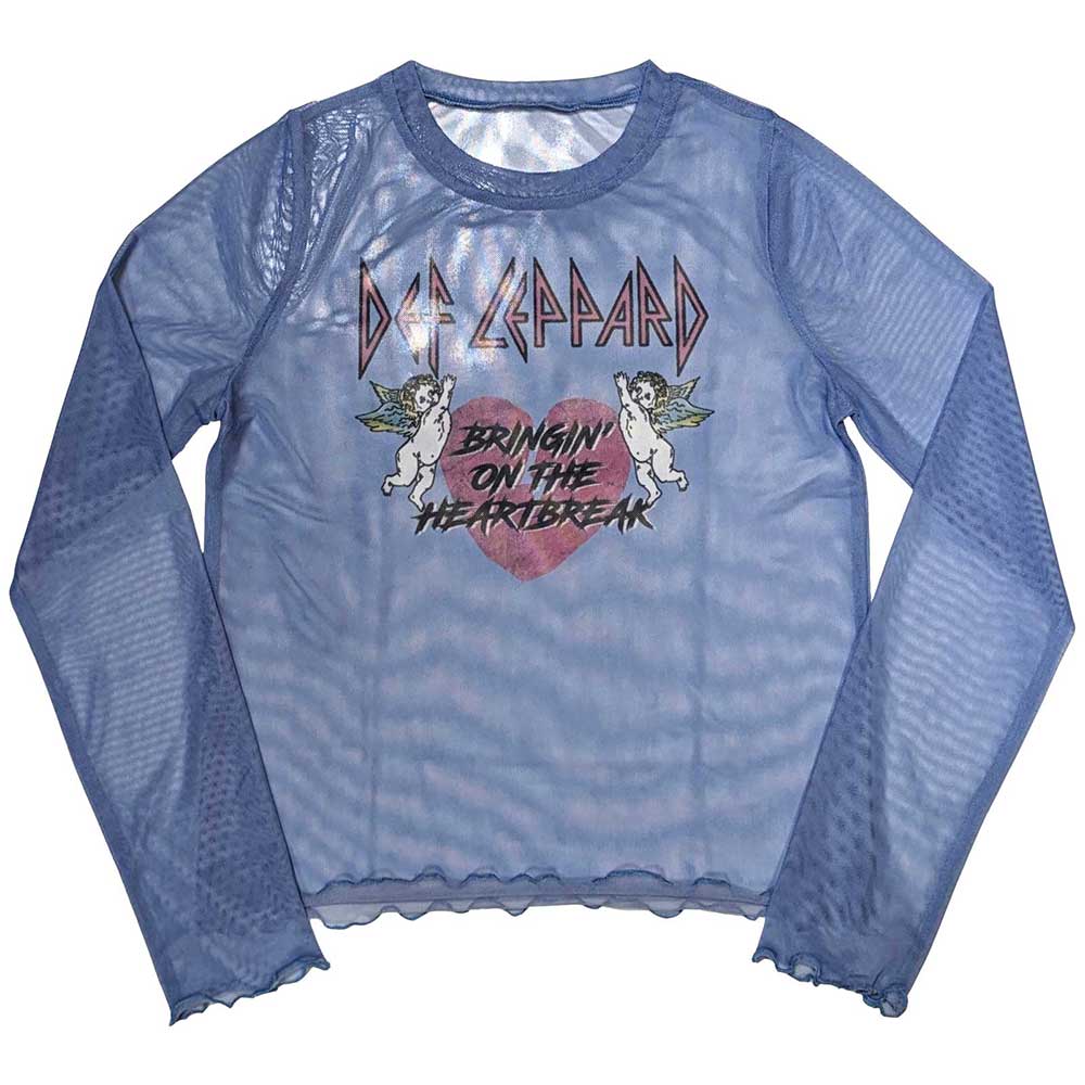 Def Leppard Ladies Long Sleeve Mesh Crop Top: Bringin On The Heartbreak