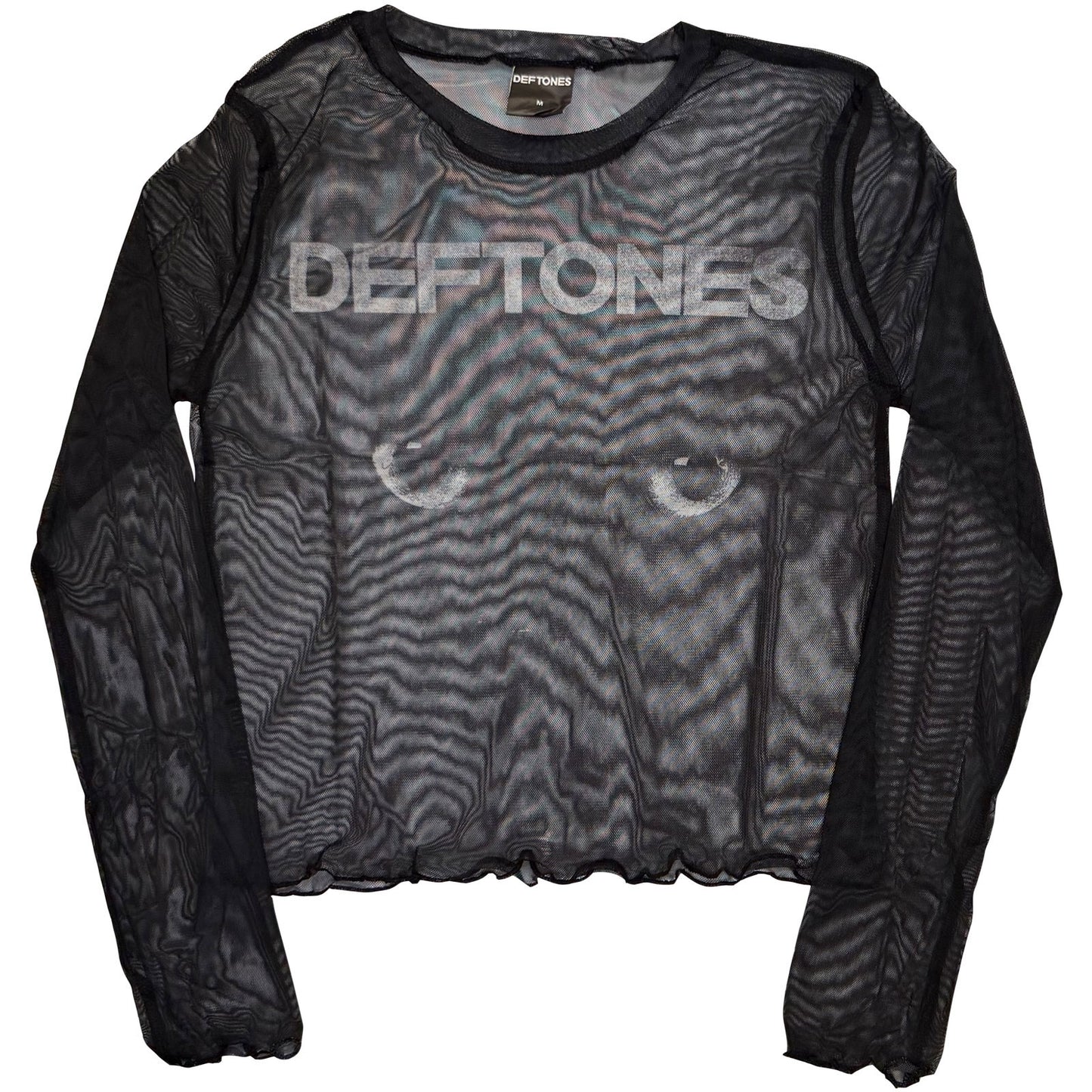 Deftones Ladies Long Sleeve Mesh Crop Top: Sphynx