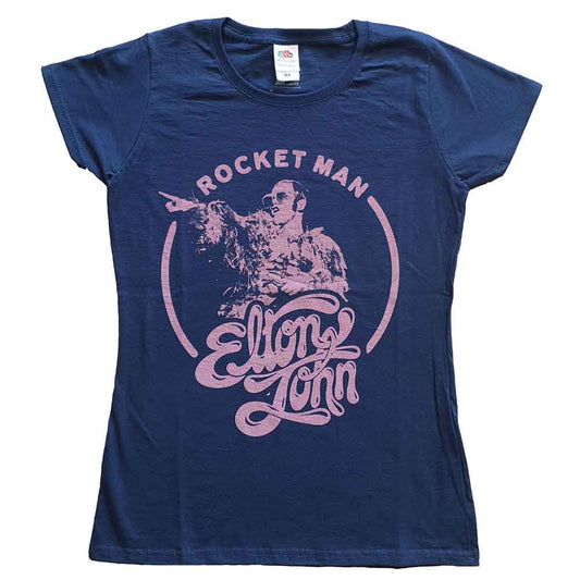Elton John Ladies T-Shirt: Rocketman Circle Point