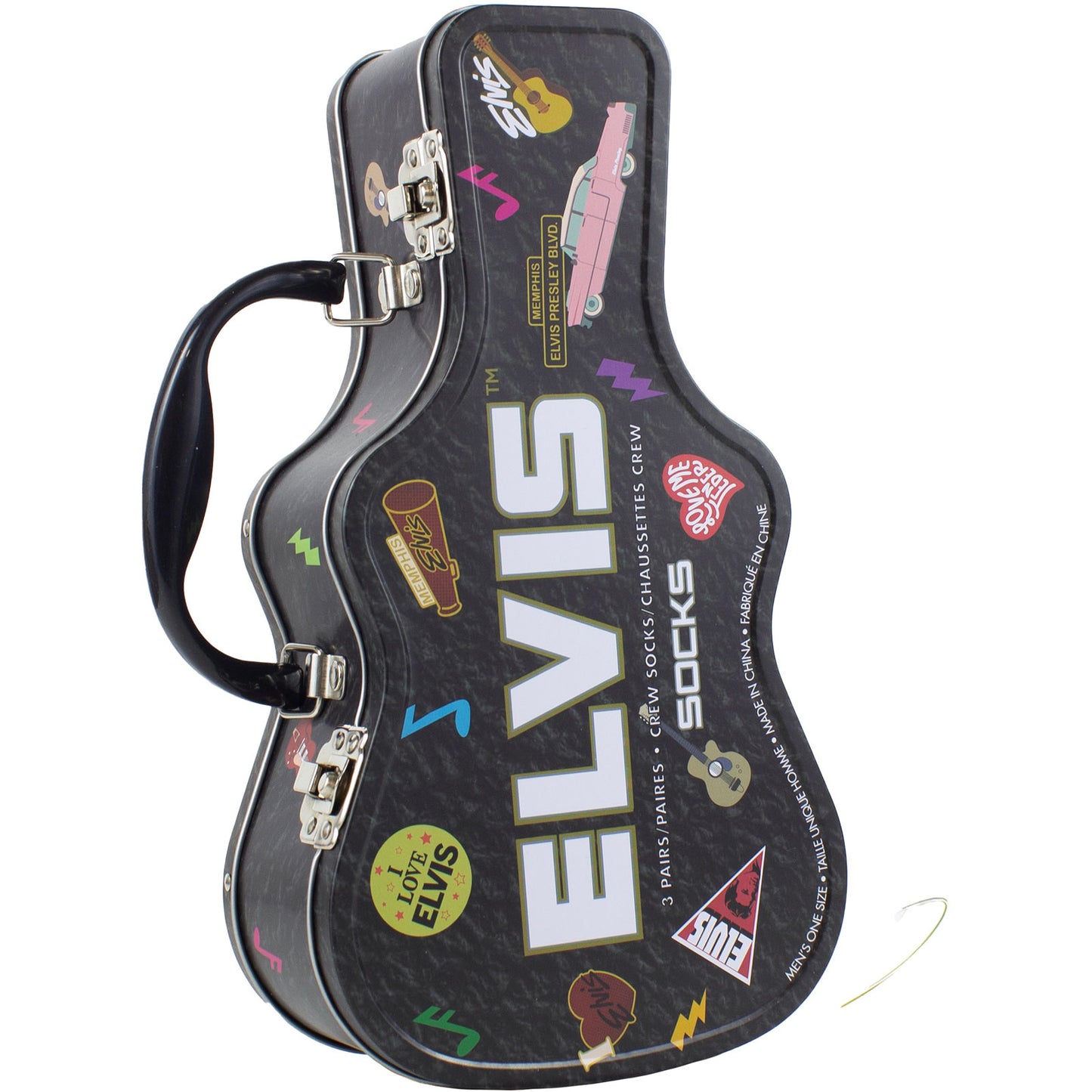 Elvis Presley Sock Guitar Tin: Logos