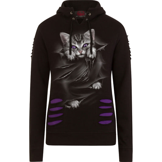 Spiral Ladies Ripped Pullover Hoodie: Bright Eyes