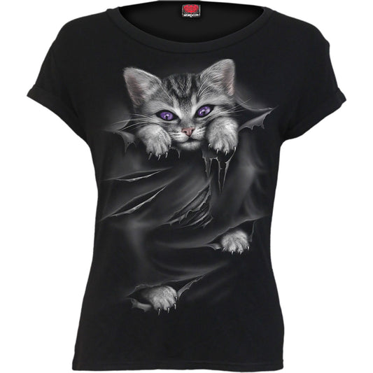 Spiral Ladies Boatneck Cap Sleeve T-Shirt: Bright Eyes