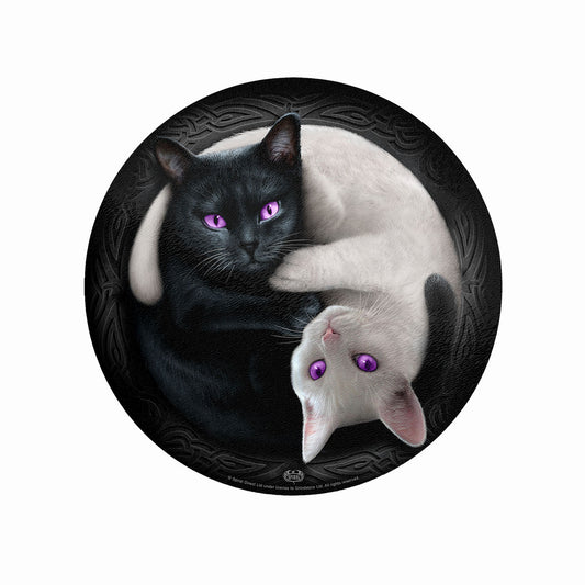 Spiral Glass Chopping Board: Yin Yang Cats