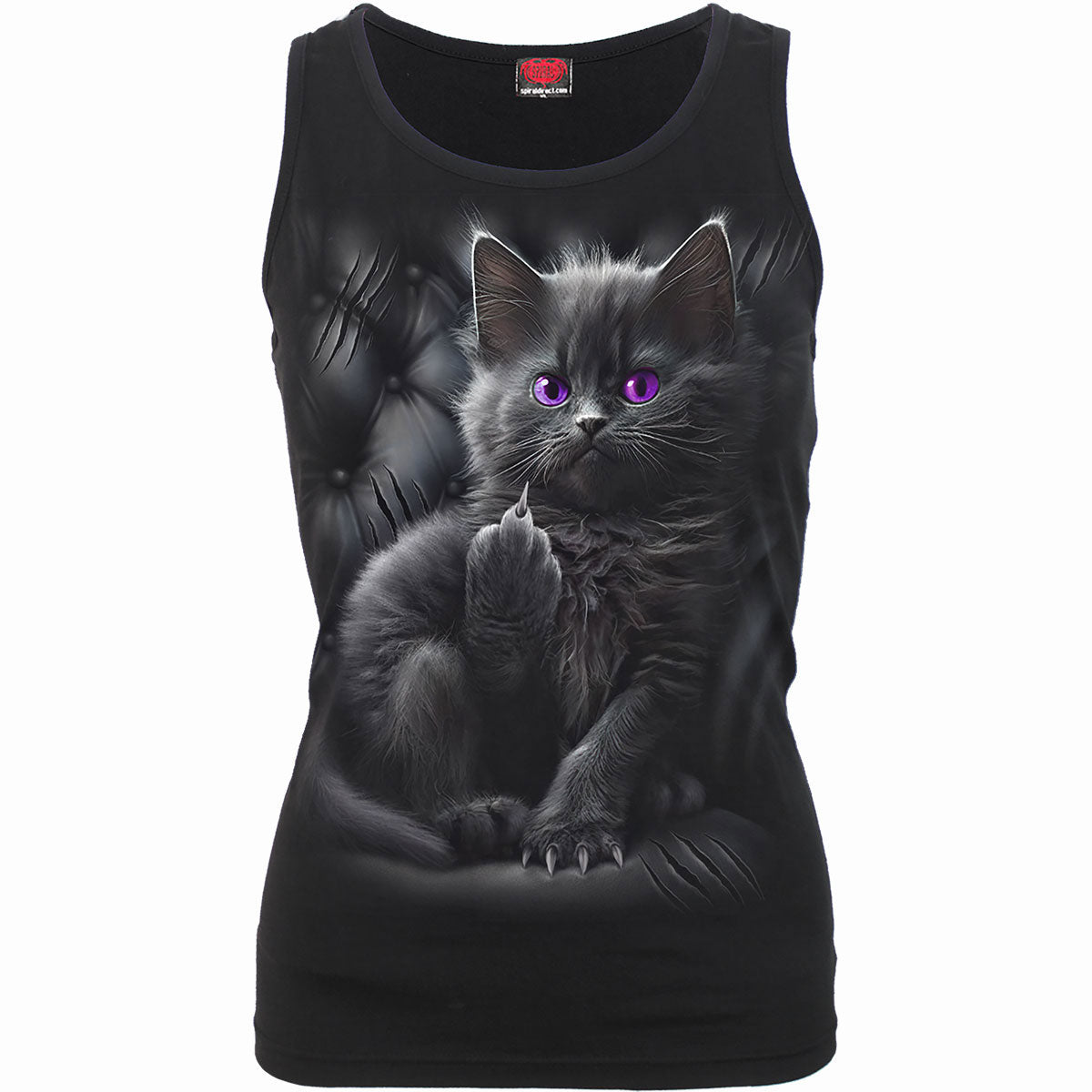 Spiral Ladies Razor Back Vest T-Shirt: Cattitude