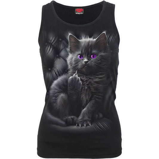 Spiral Ladies Razor Back Vest T-Shirt: Cattitude