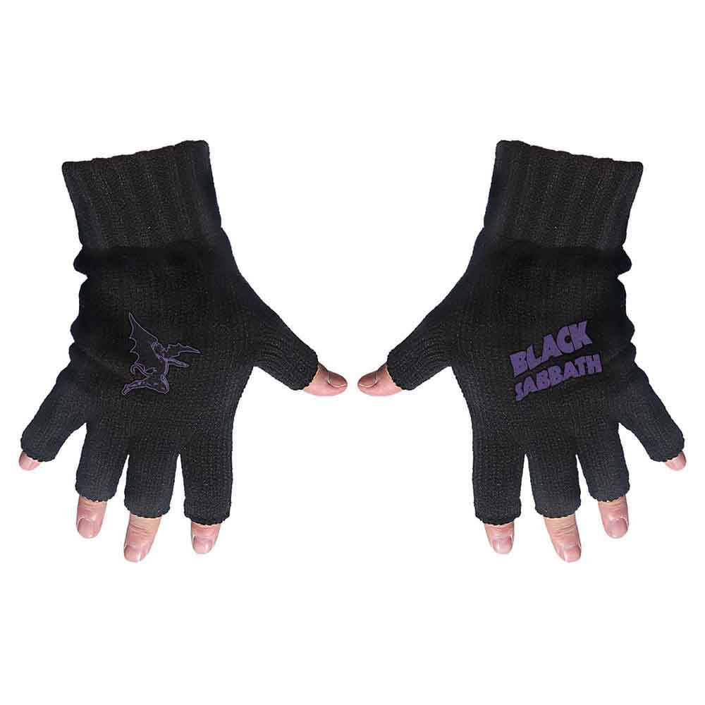 Black Sabbath Gloves: Purple Logo & Devil
