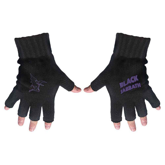 Black Sabbath Gloves: Purple Logo & Devil