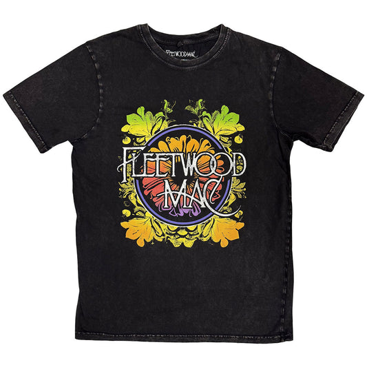 Fleetwood Mac Stone Wash T-Shirt: Circle Floral Logo