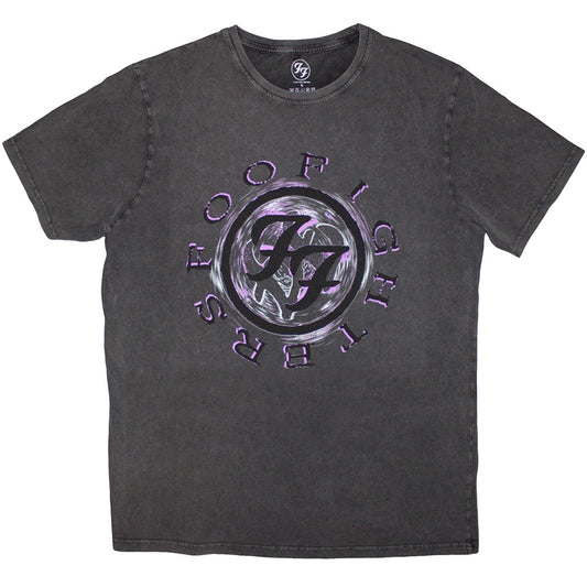 Foo Fighters Stone Wash T-Shirt: Wheel Logo Shadow