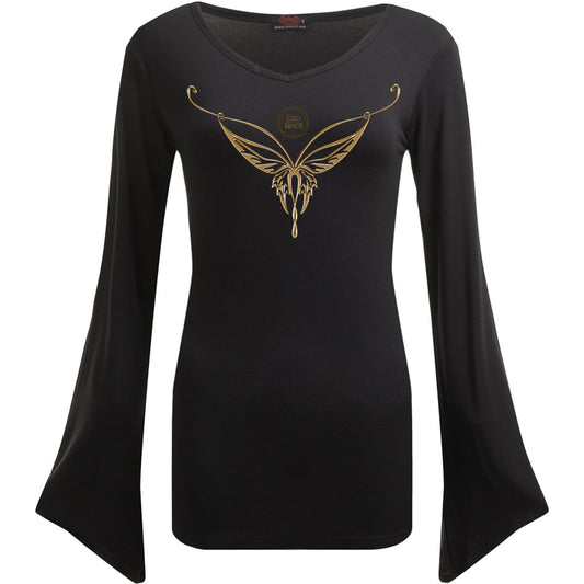 Lord Of The Rings Ladies Gothic Sleeve T-Shirt: Elven Necklace