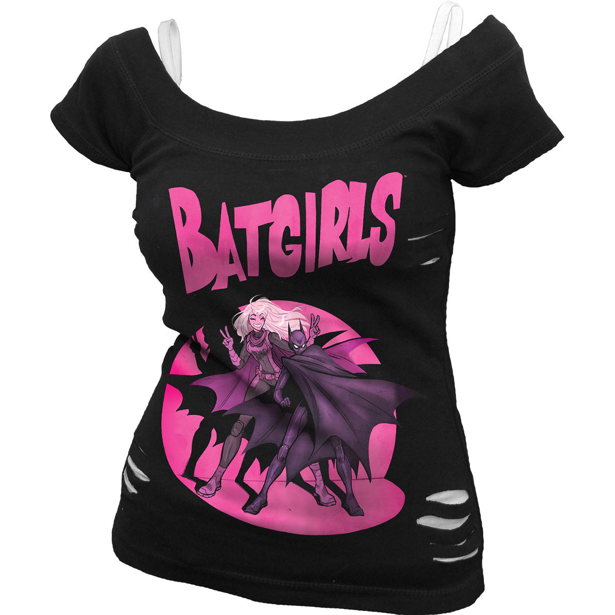 DC Comics Ladies 2-in-1 Ripped Top: Batman Batgirls Duo