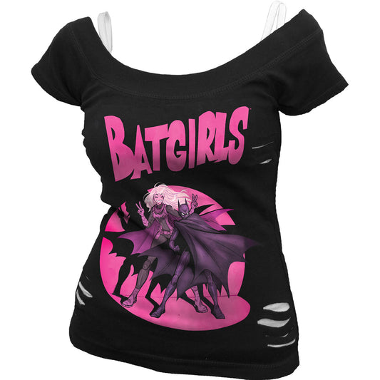 DC Comics Ladies 2-in-1 Ripped Top: Batman Batgirls Duo