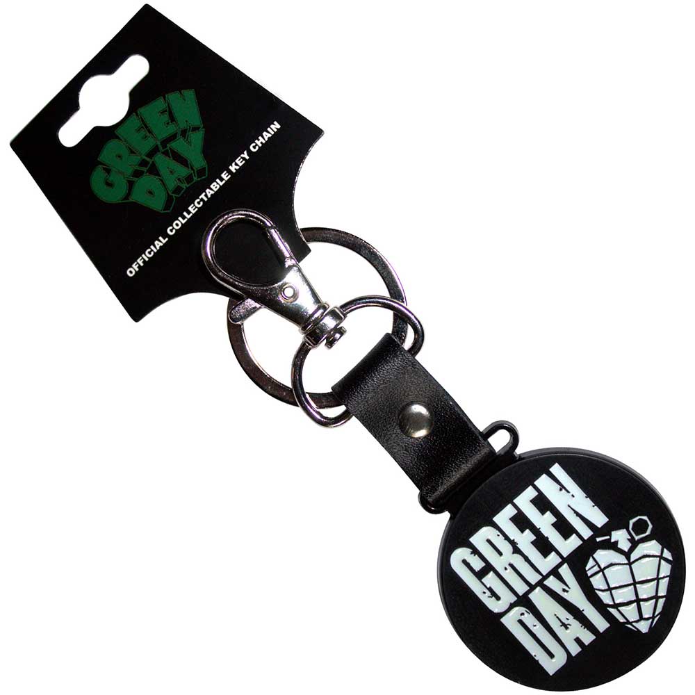 Green Day Keychain: Stacked Logo & Grenade Circle