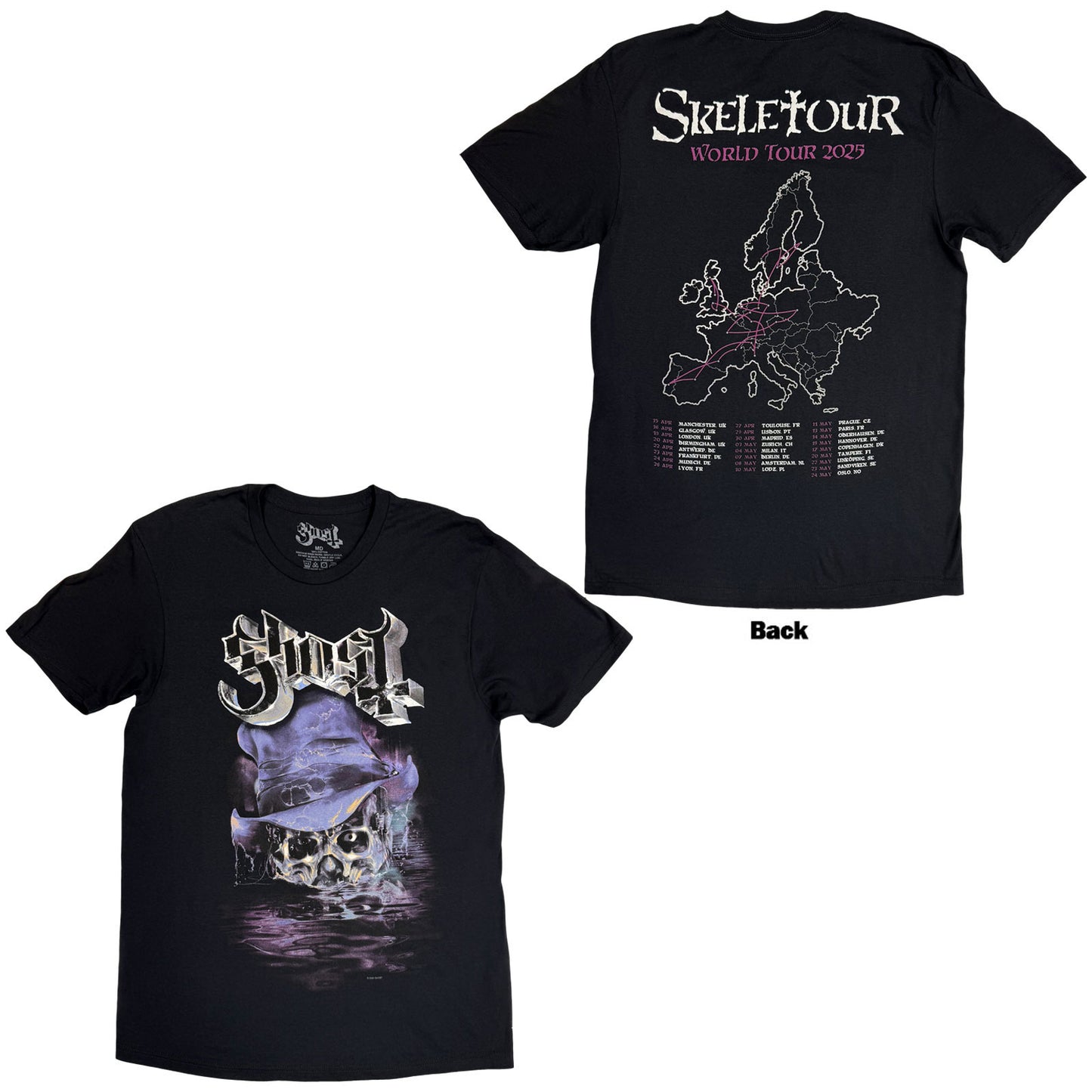 Ghost T-Shirt: Skeletour Admat '25 Tour Dates