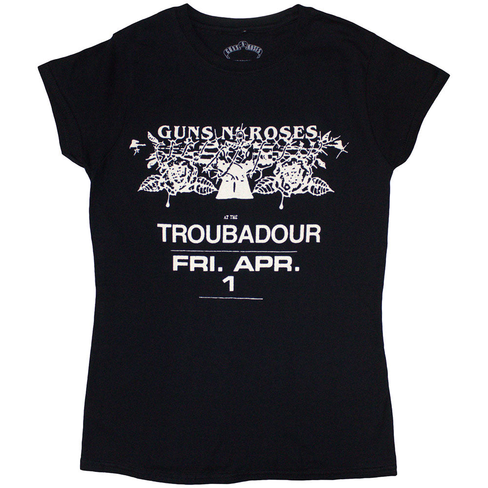 Guns N' Roses Ladies T-Shirt: Troubadour Flyer