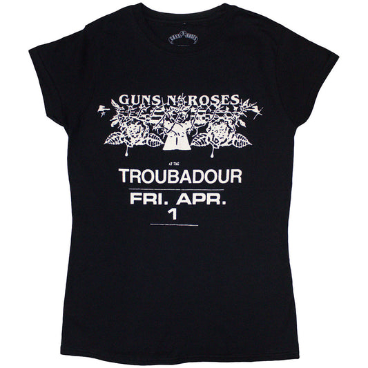 Guns N' Roses Ladies T-Shirt: Troubadour Flyer