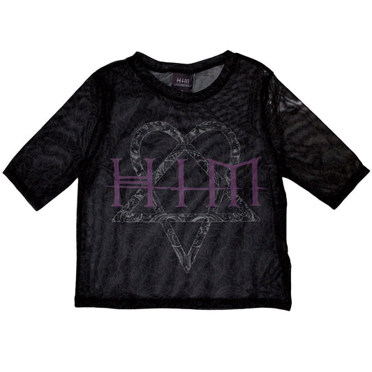 HIM Ladies Crop Top: Heartagram & Logo