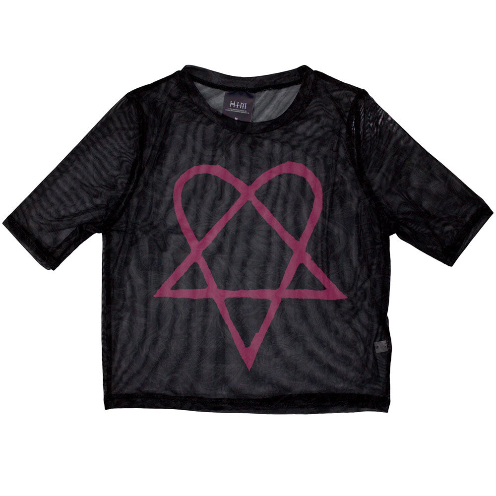 HIM Ladies Crop Top: Pink Heartagram