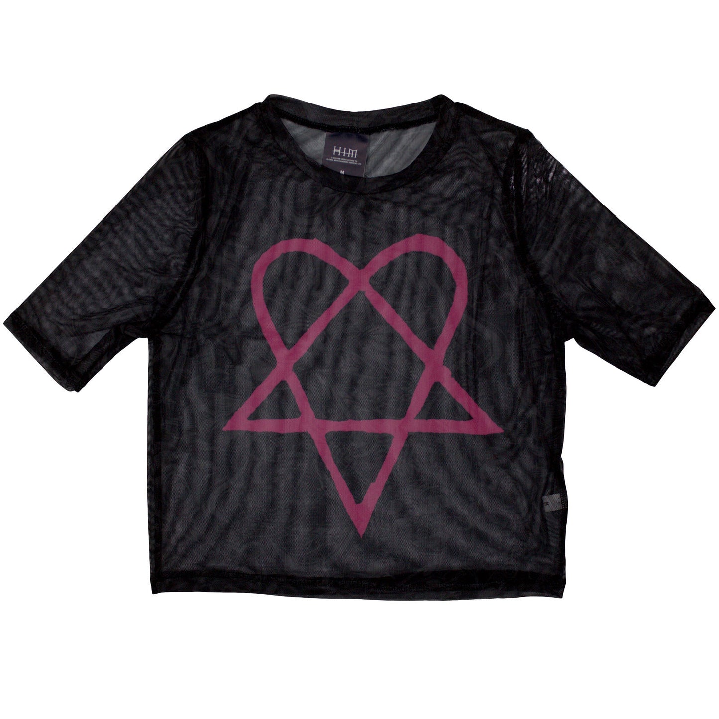 HIM Ladies Mesh Crop Top: Pink Heartagram