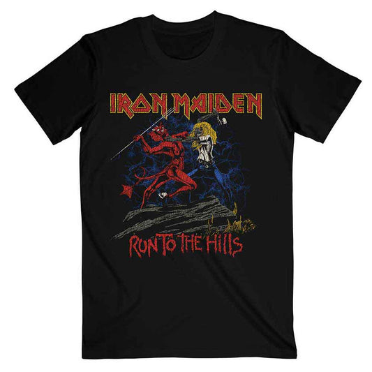 Iron Maiden T-Shirt: Number Of The Beast Run To The Hills Distress
