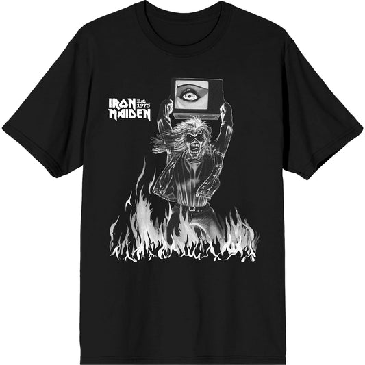Iron Maiden T-Shirt: Est. 1975 Holy Smoke Flames Crop