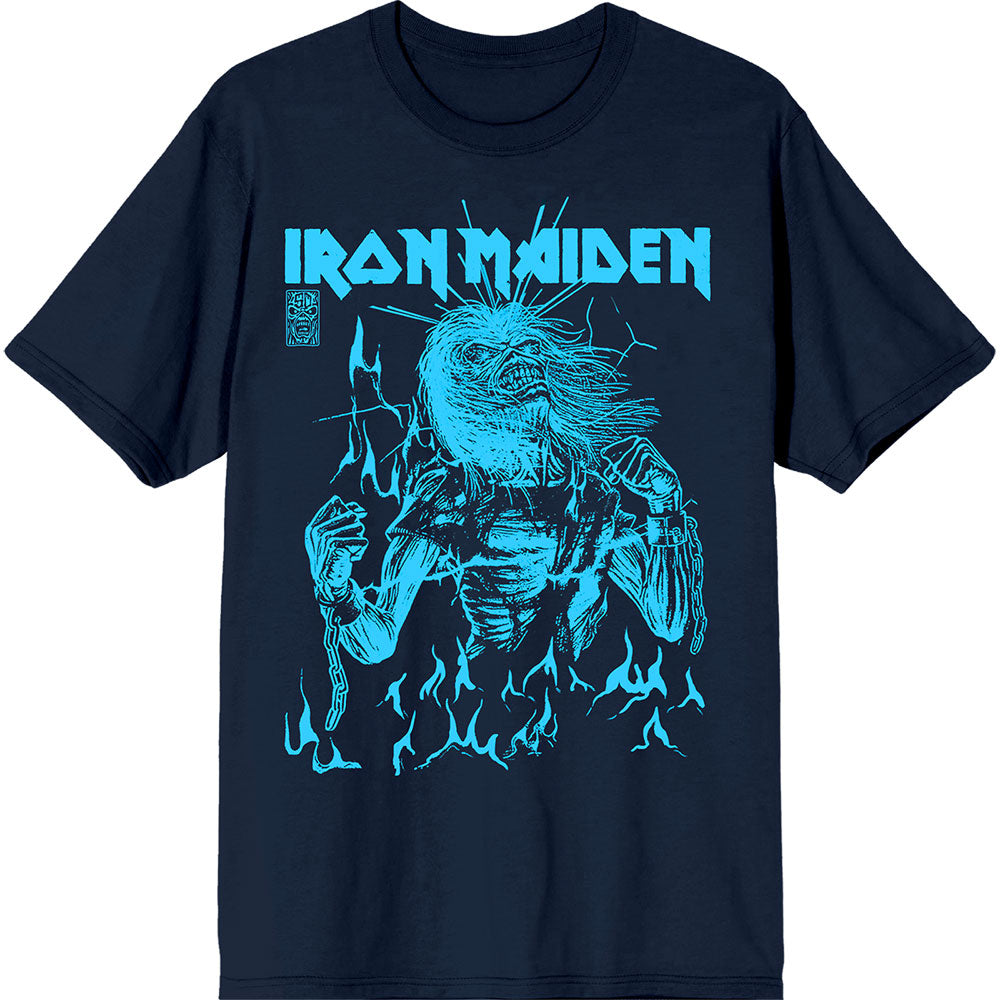 Iron Maiden T-Shirt: 50 Life After Death Flames Blue