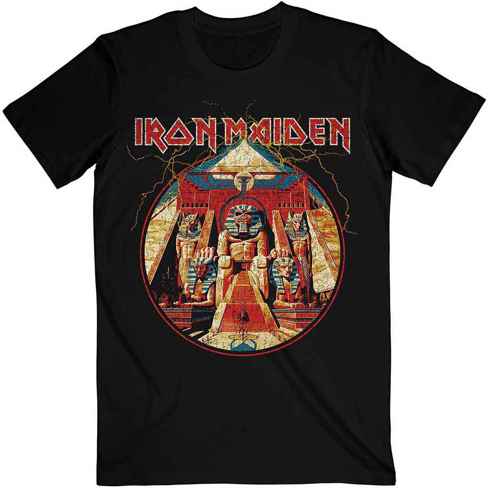 Iron Maiden T-Shirt: Powerslave Lightning Circle