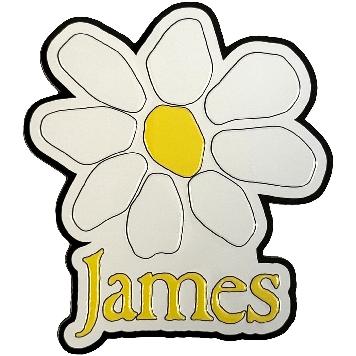 James Magnet: Yellow Logo White Daisy
