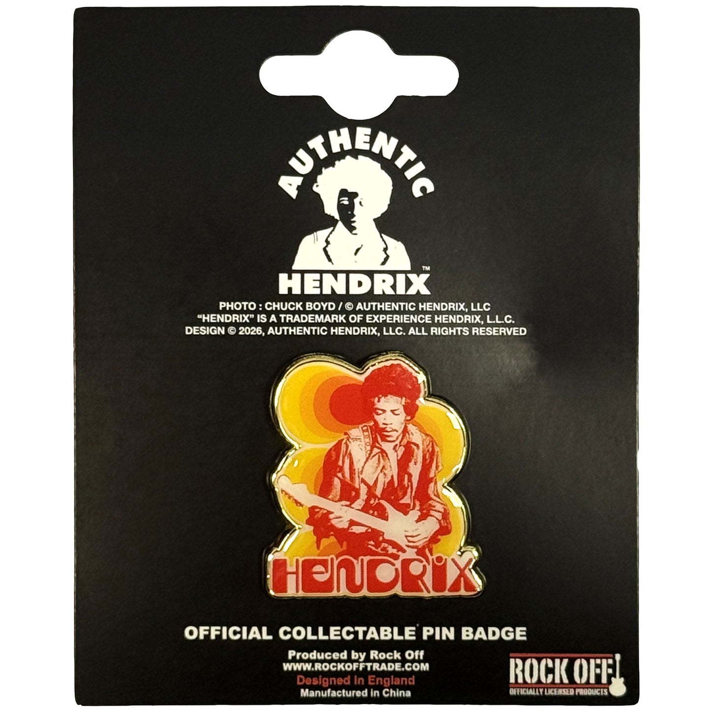 Jimi Hendrix Badge: Jimi & Guitar