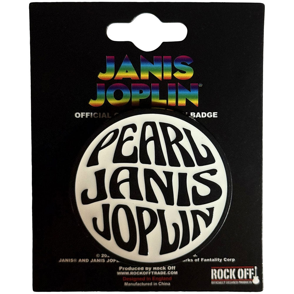 Janis Joplin Badge: Pearl Emblem Mono