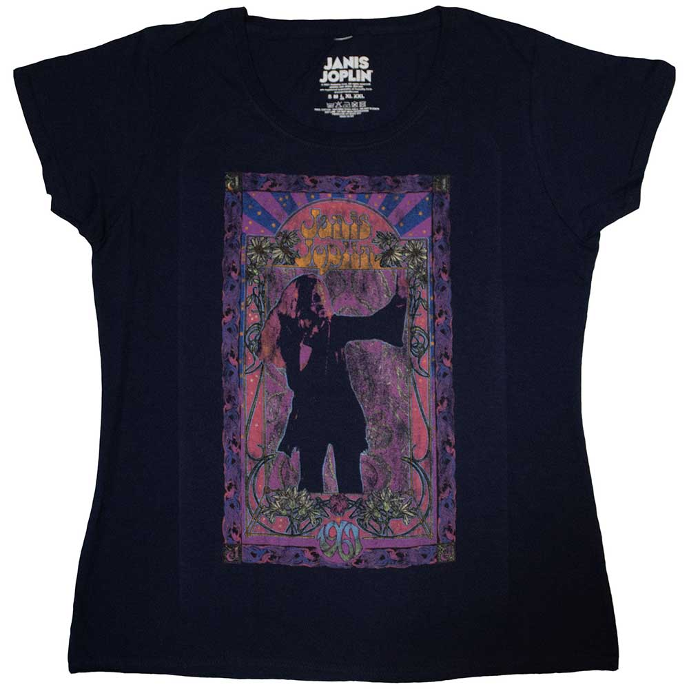 Janis Joplin Ladies T-Shirt: Paisley & Flowers Frame