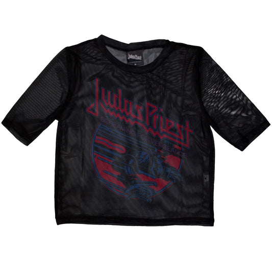 Judas Priest Ladies Mesh Crop Top: Screaming For Vengeance
