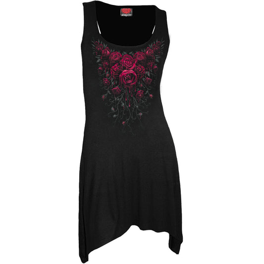 Spiral Ladies Goth Bottom Camisole Dress: Blood Rose