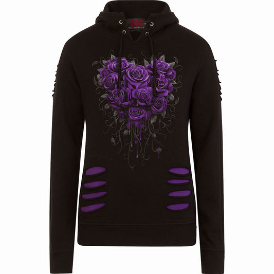Spiral Ladies Ripped Pullover Hoodie: Bleeding Heart