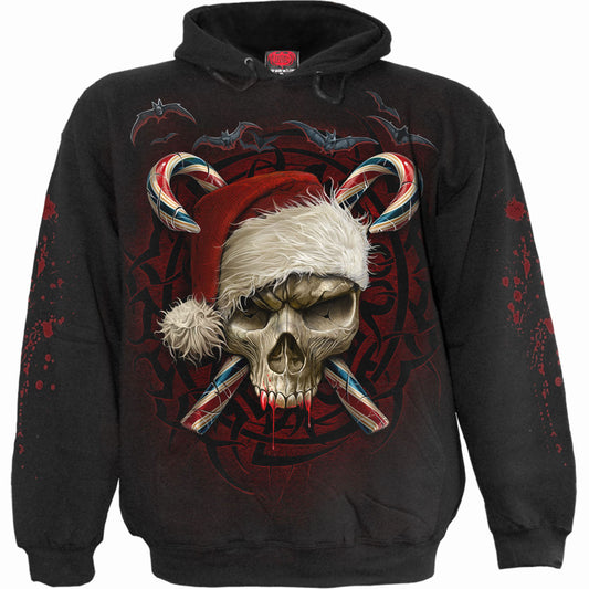 Spiral Pullover Hoodie: Candy Cane Santa