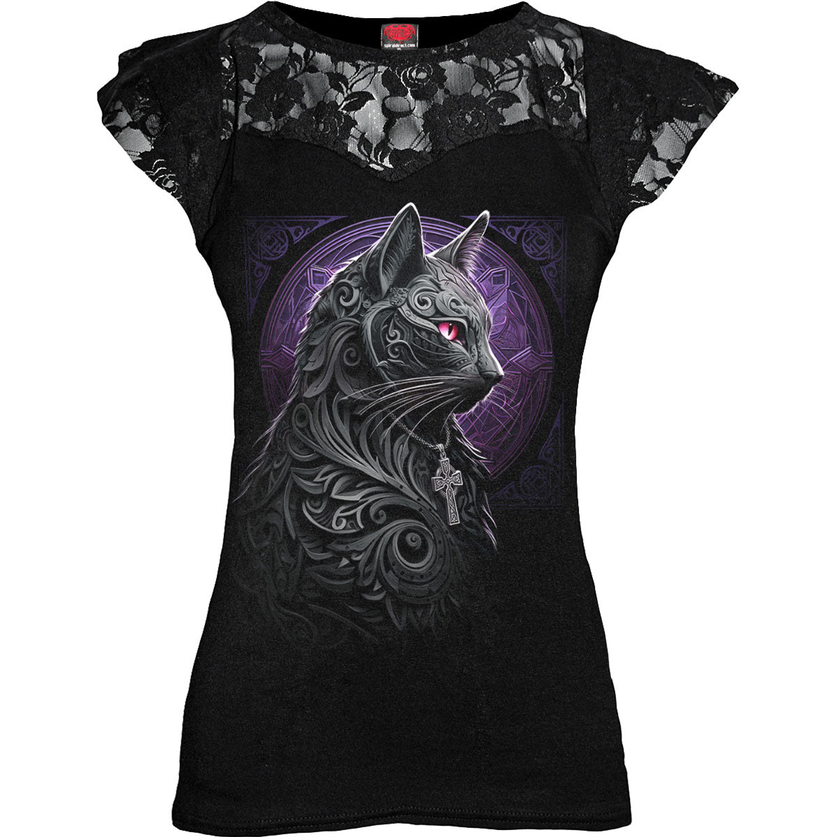Spiral Ladies Lace Layered Cap Sleeve Top: Celtic Whiskers