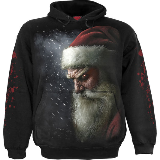 Spiral Pullover Hoodie: Naughty Or Nice Santa