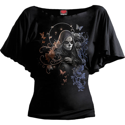 Spiral Ladies Latin Boatneck Top: Gothic Grace