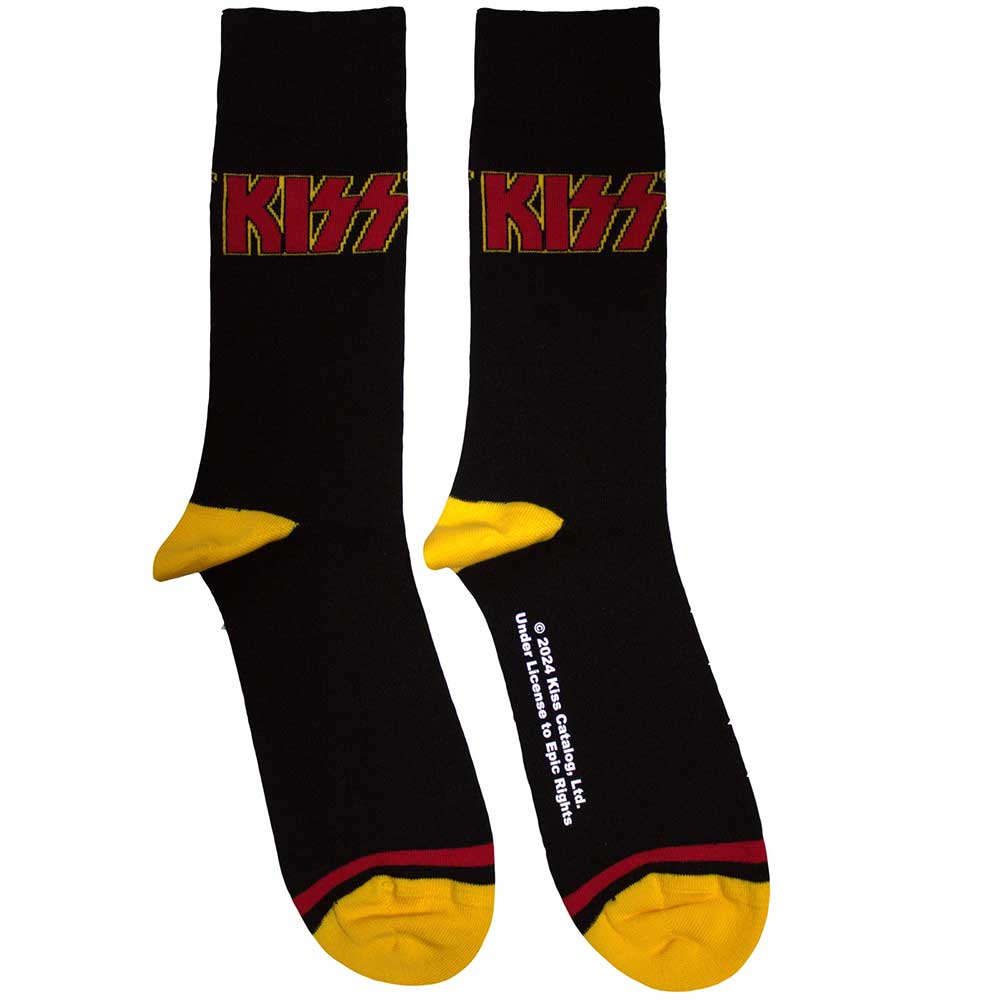 KISS Socks: Red Logo Single Stripe