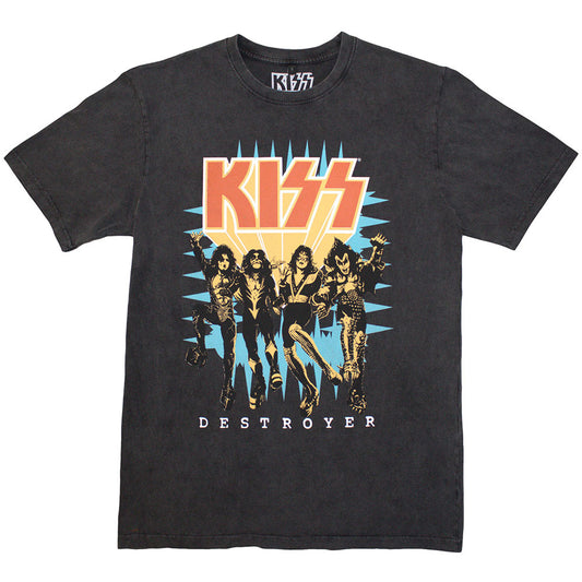 KISS Stone Wash T-Shirt: Destroyer 3D Logo