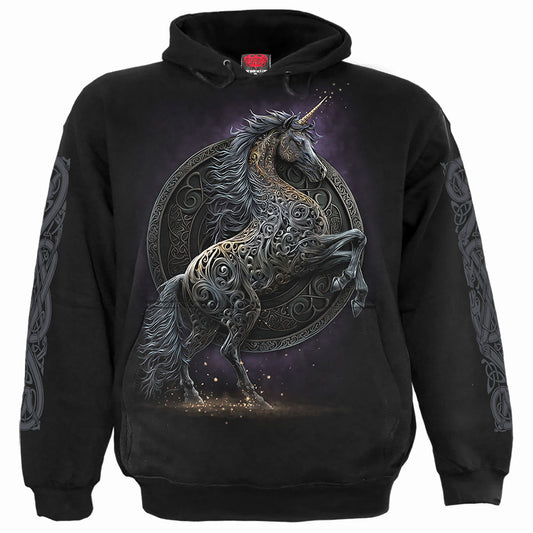 Spiral Pullover Hoodie: Celtic Unicorn