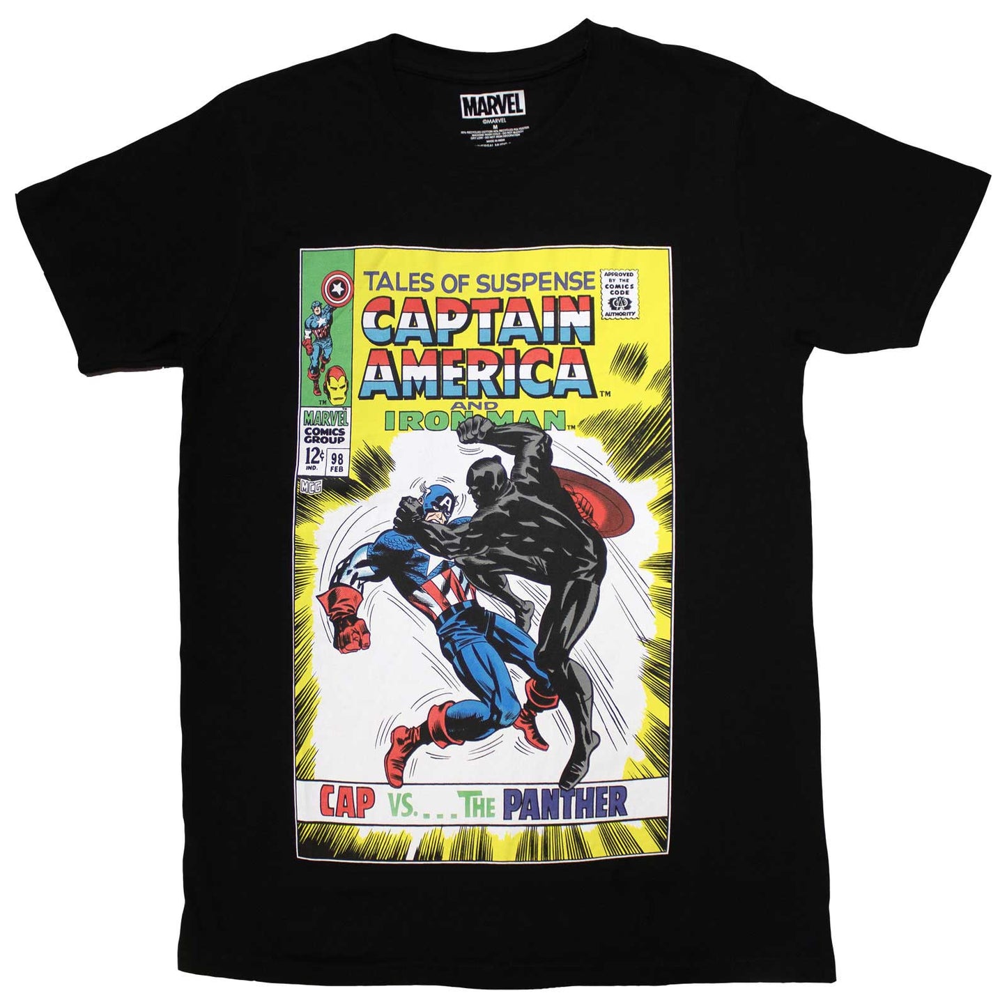 Marvel Comics T-Shirt: Cap vs The Panther Comic Cover