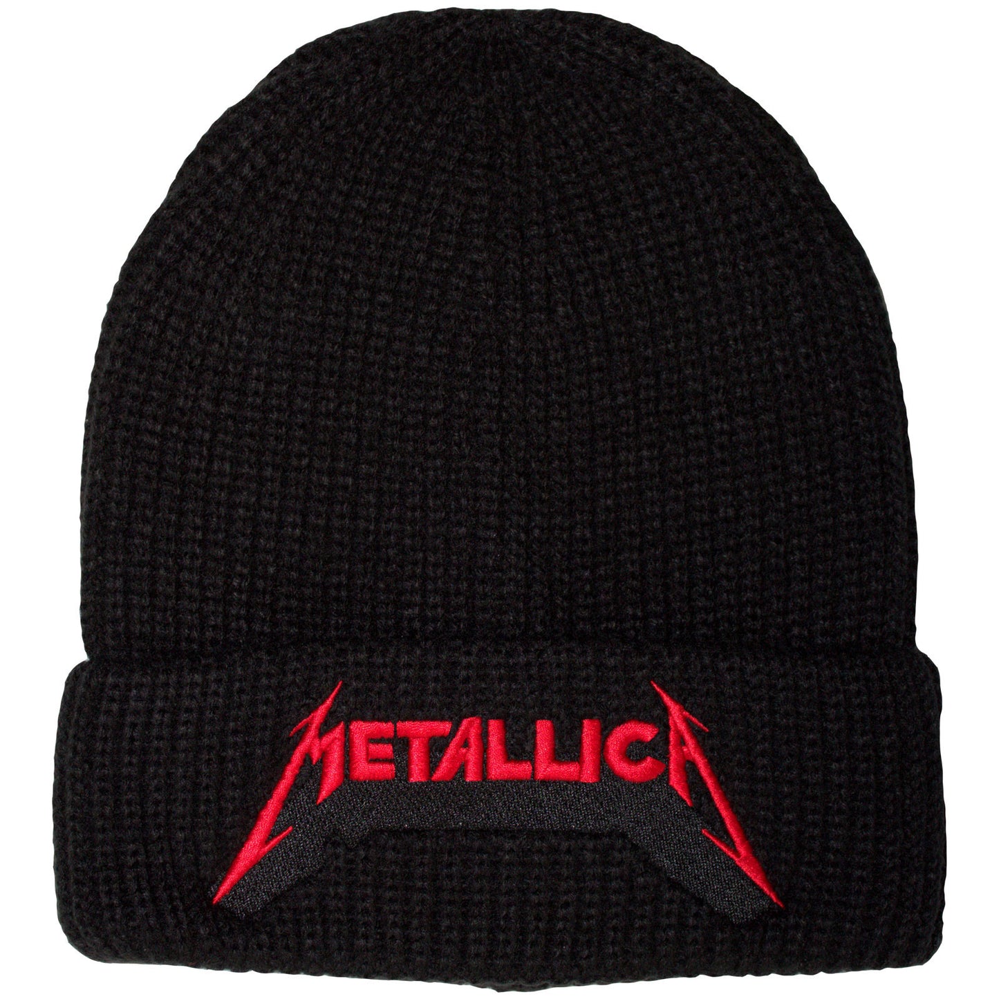 Metallica Beanie Hat: Red Logo Shadow