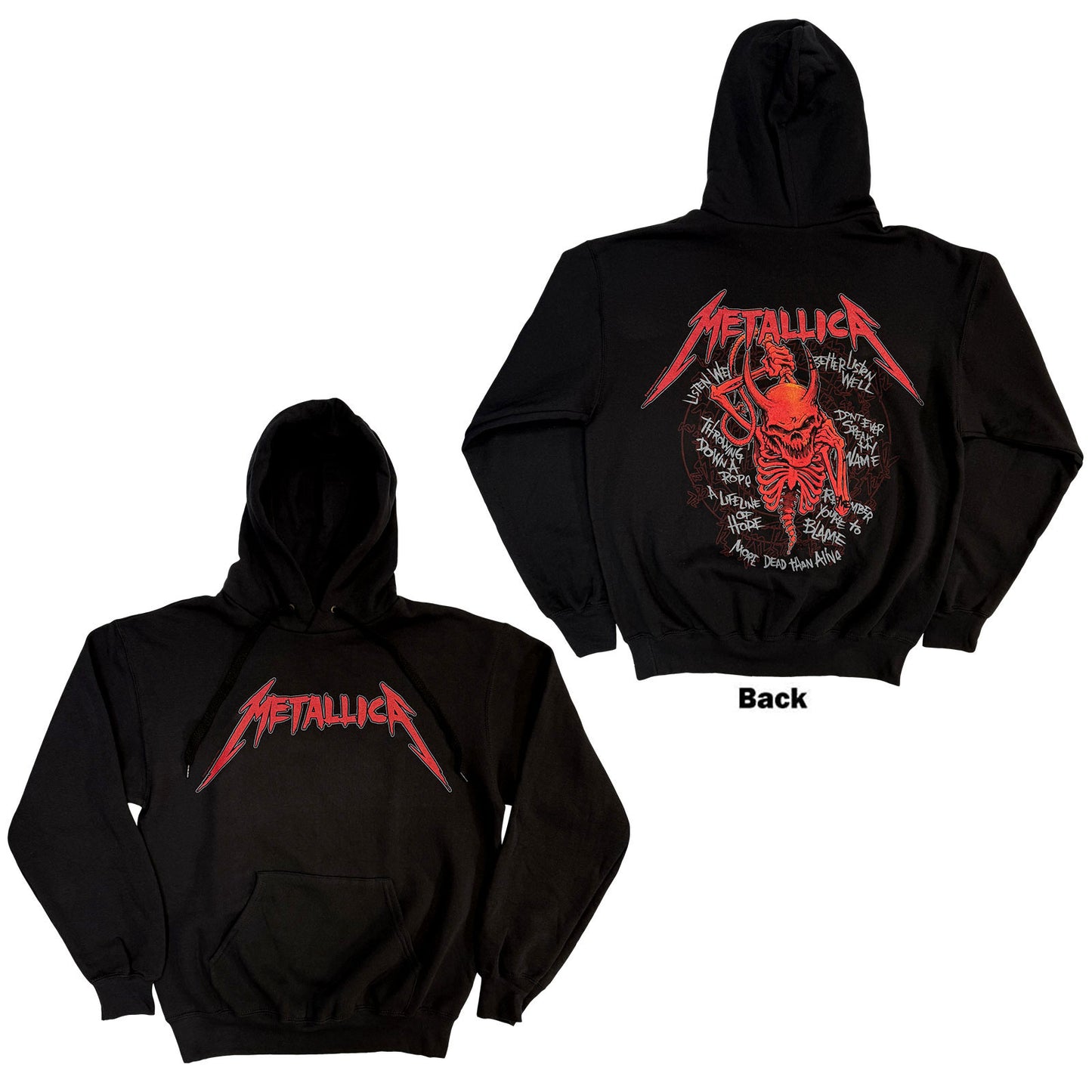 Metallica Pullover Hoodie: Skull Screaming Red
