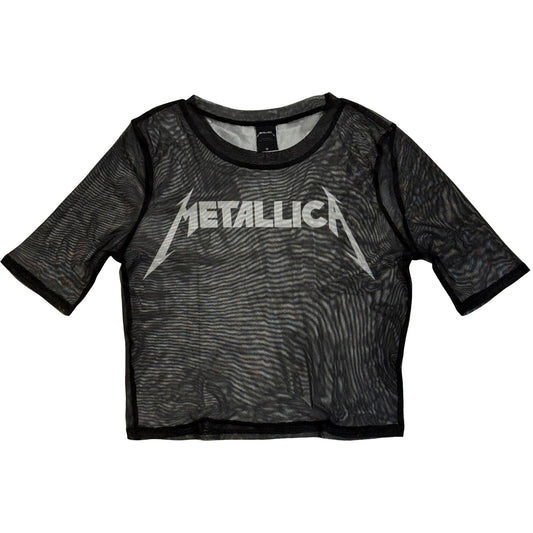 Metallica Ladies Mesh Crop Top: Logo