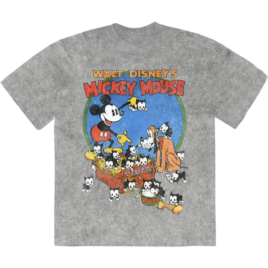 Disney Stone Wash T-Shirt: Mickey Cat Basket