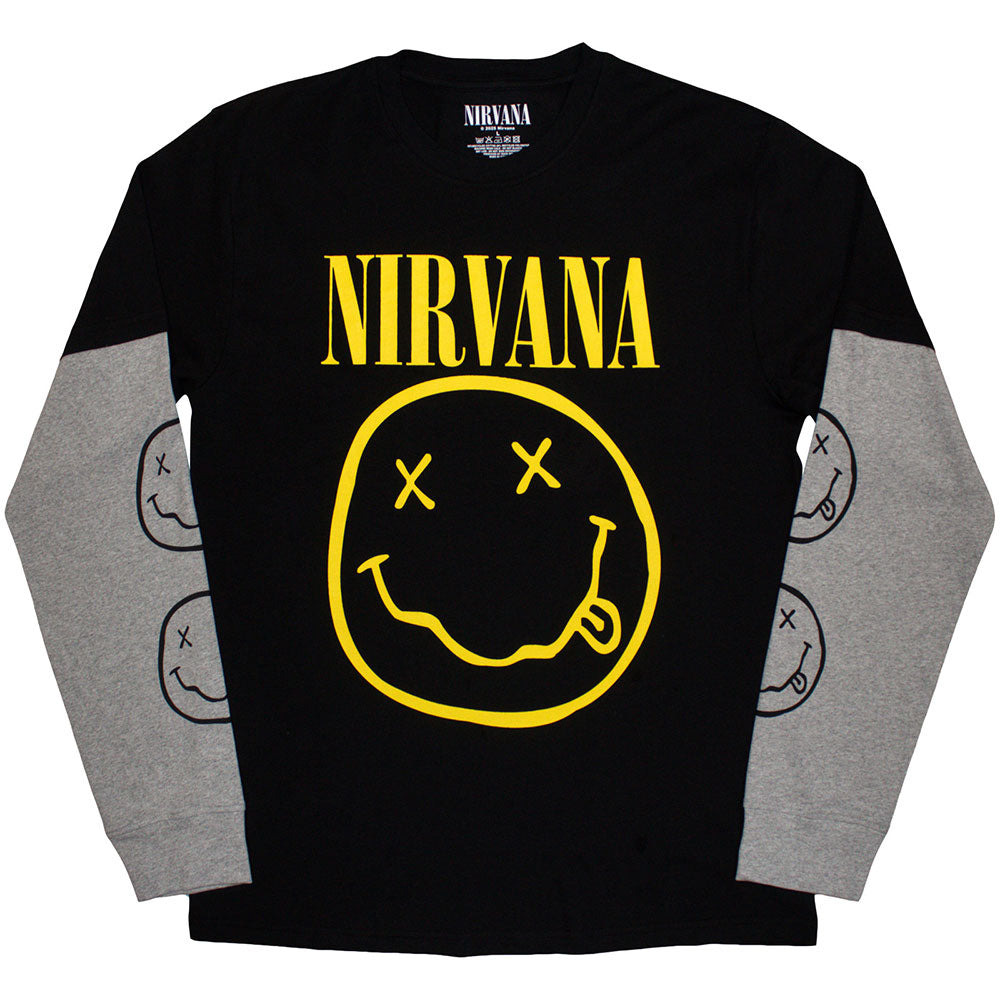 Nirvana Layered Long Sleeve T-Shirt: Yellow Happy Face